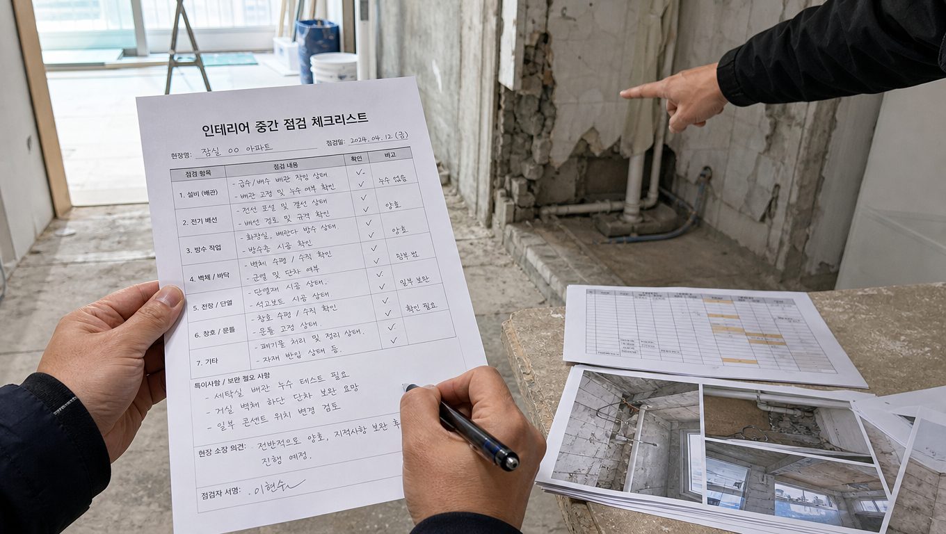 인테리어 중간 점검 확인 항목과 비용·일정 관리